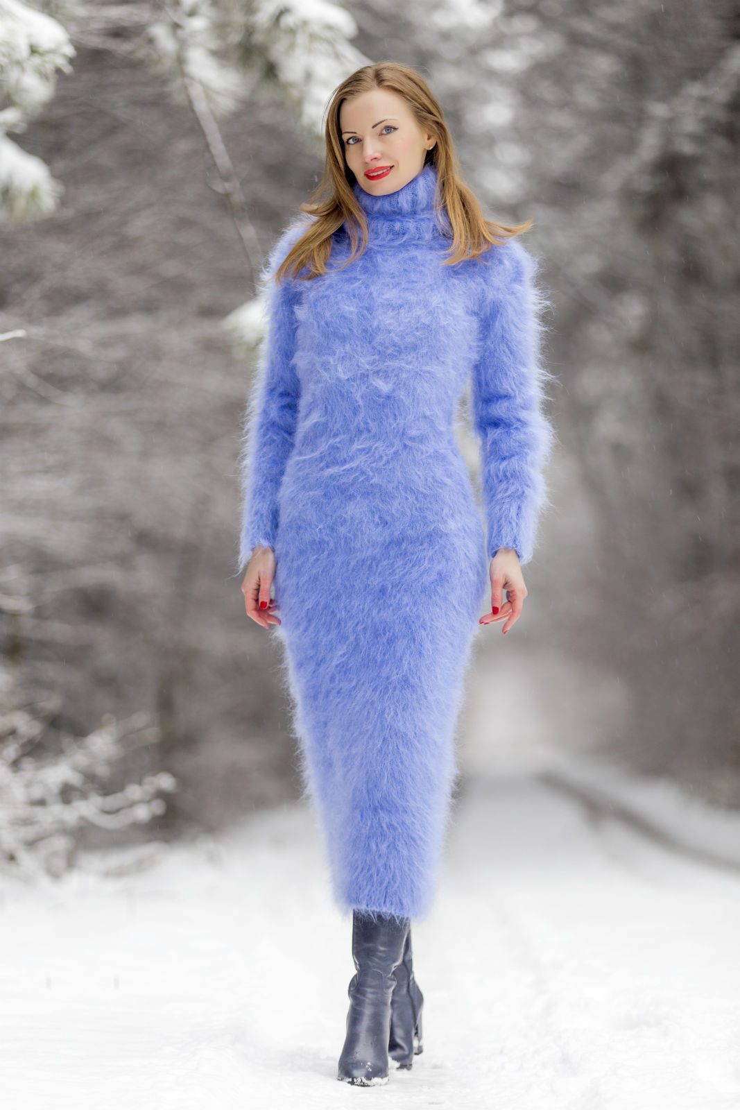 fuzzy bodycon dress Fuzzy Knit One Shoulder Mini Bodycon Dress