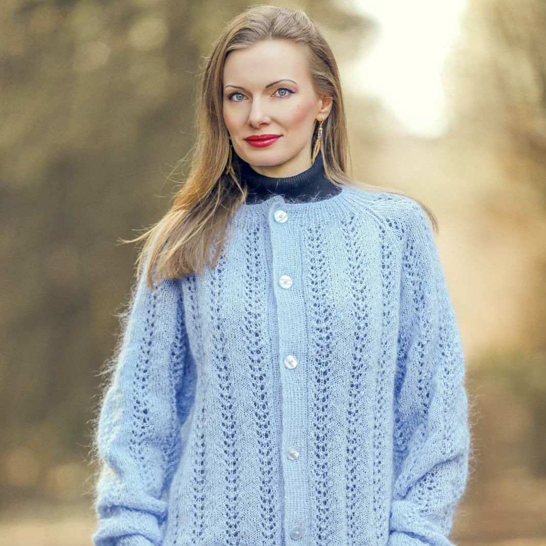 Light blue lace mohair cardigan by Supertanya