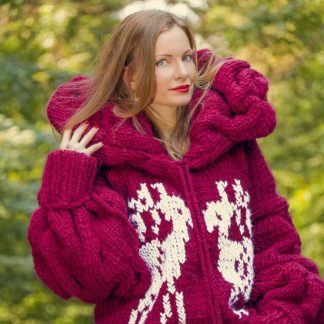 Purple alpaca cable sweater SuperTanya