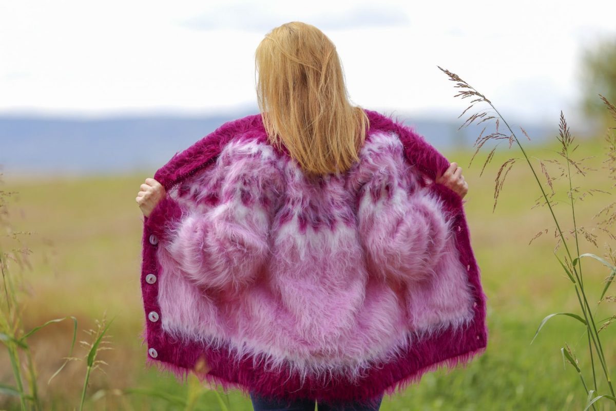 Icelandic fuzzy pink mohair cardigan SuperTanya SuperTanya