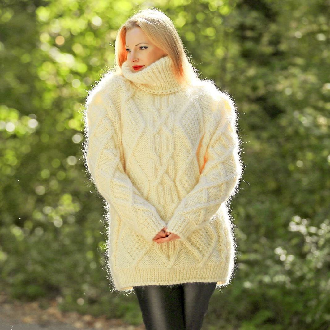 SuperTanya ivory cable mohair sweater – SuperTanya