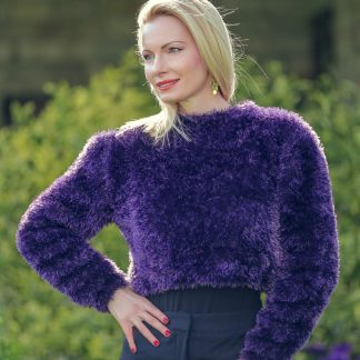 Fuzzy purple cropped decofur sweater - ready to ship size S-M